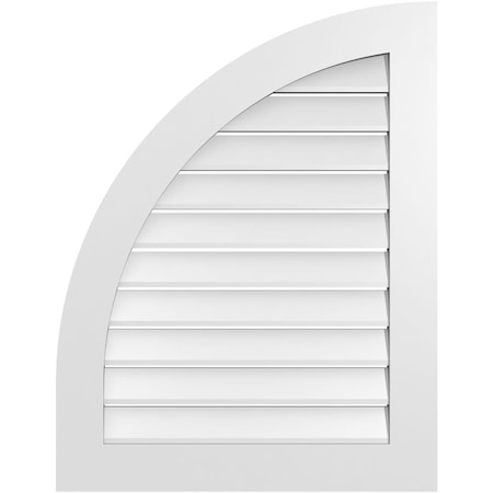 Ekena Millwork Quarter Round Top Left Surface Mount PVC Gable Vent w/ 3-1/2"W x 1"P Standard Frame, 28"W x 36"H GVPQL28X3601SF